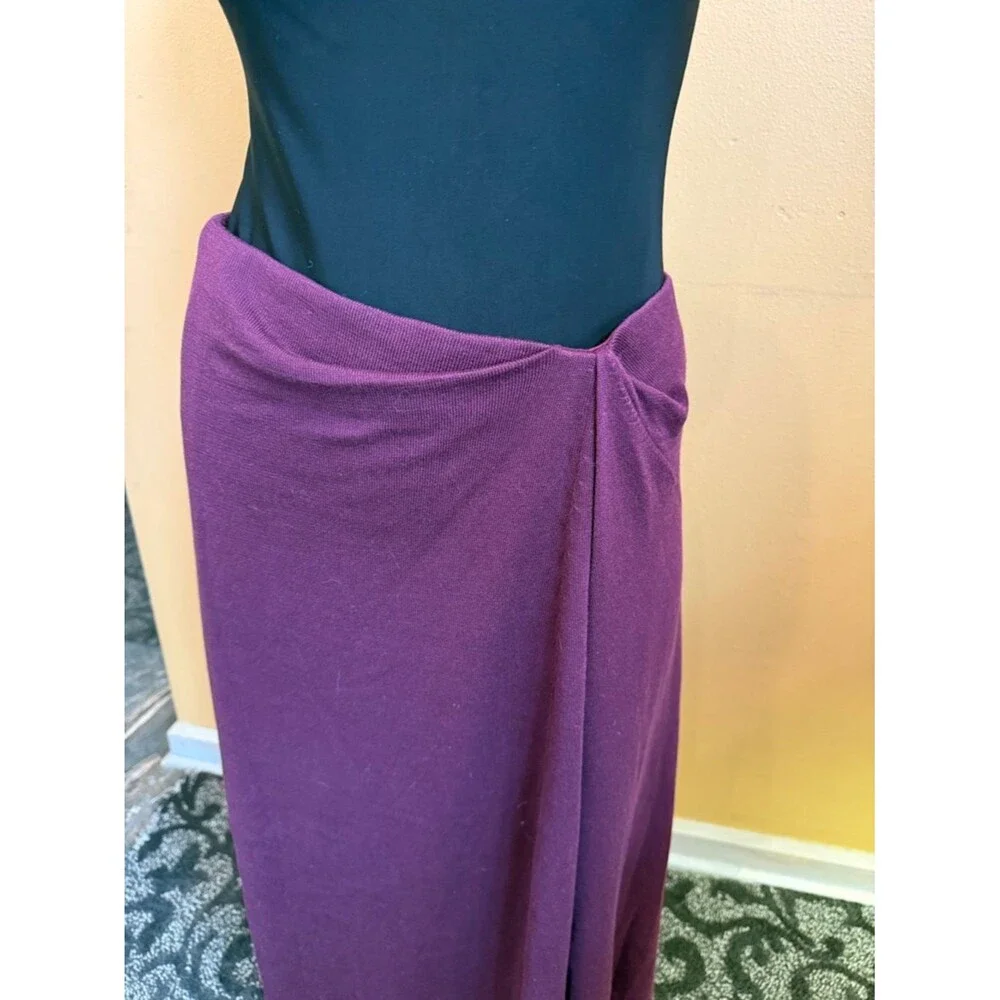 LAFAYETTE 148 NEW YORK Cotton-Silk Knit Asymmetrical Draped A-Line Midi Skirt